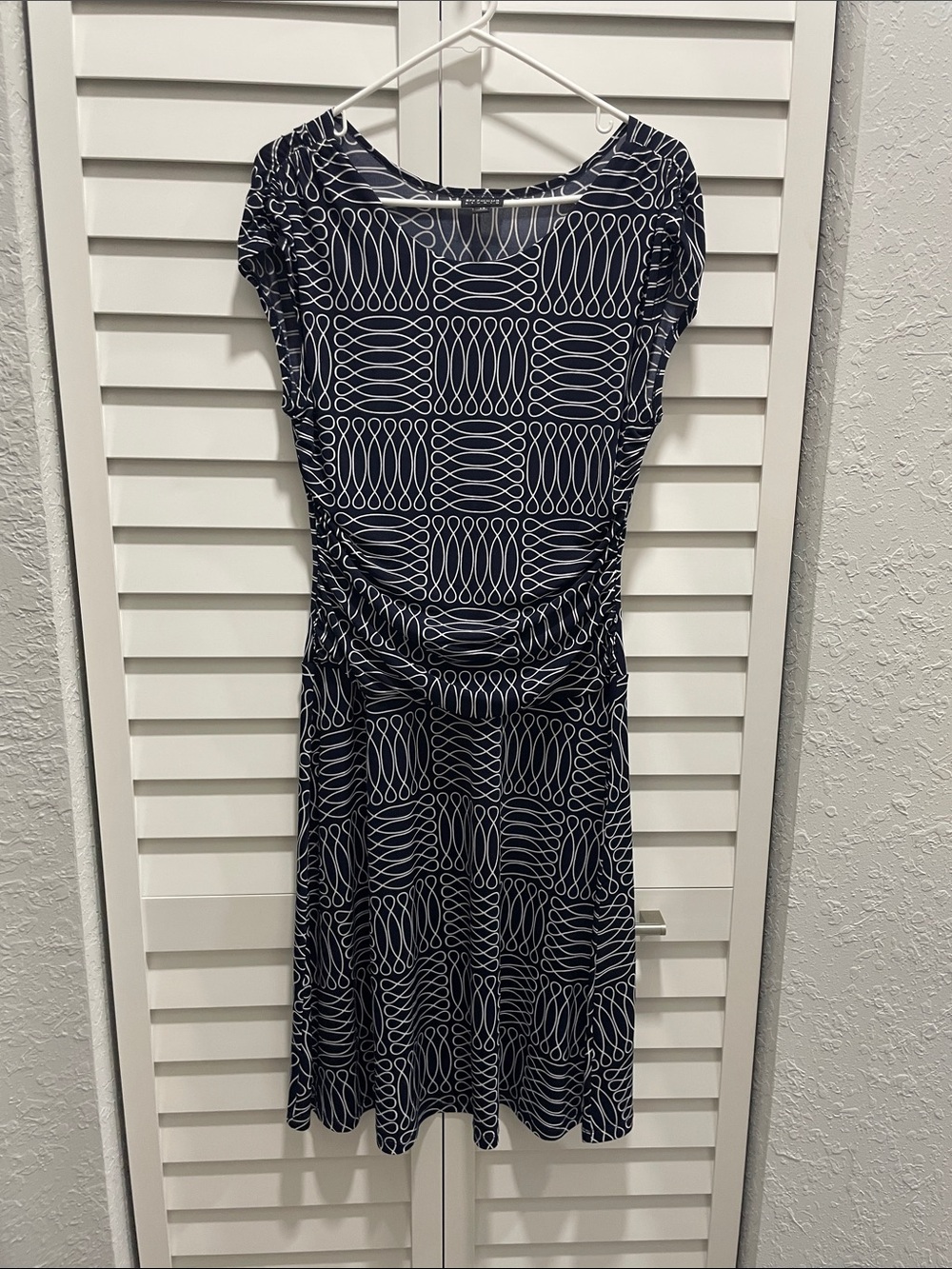 Enfocus Studio Navy & White Geometric Midi Dress